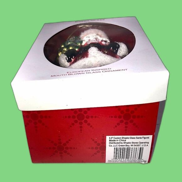 Vintage Krebs Hand Blown Glass Santa Christmas Ornament - Picture 4 of 7